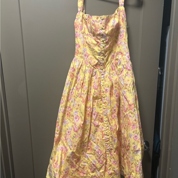 House of cb Tatiana Floral Yellow Mdi Dress - nwot, size small - Picture 4 of 7
